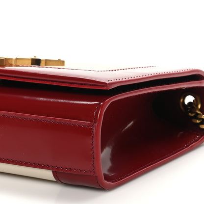 Saint Laurent Nappa Patent Calfskin Two-Toned Small Monogram Kate Satchel Off White Oxblood Red 9 of 9