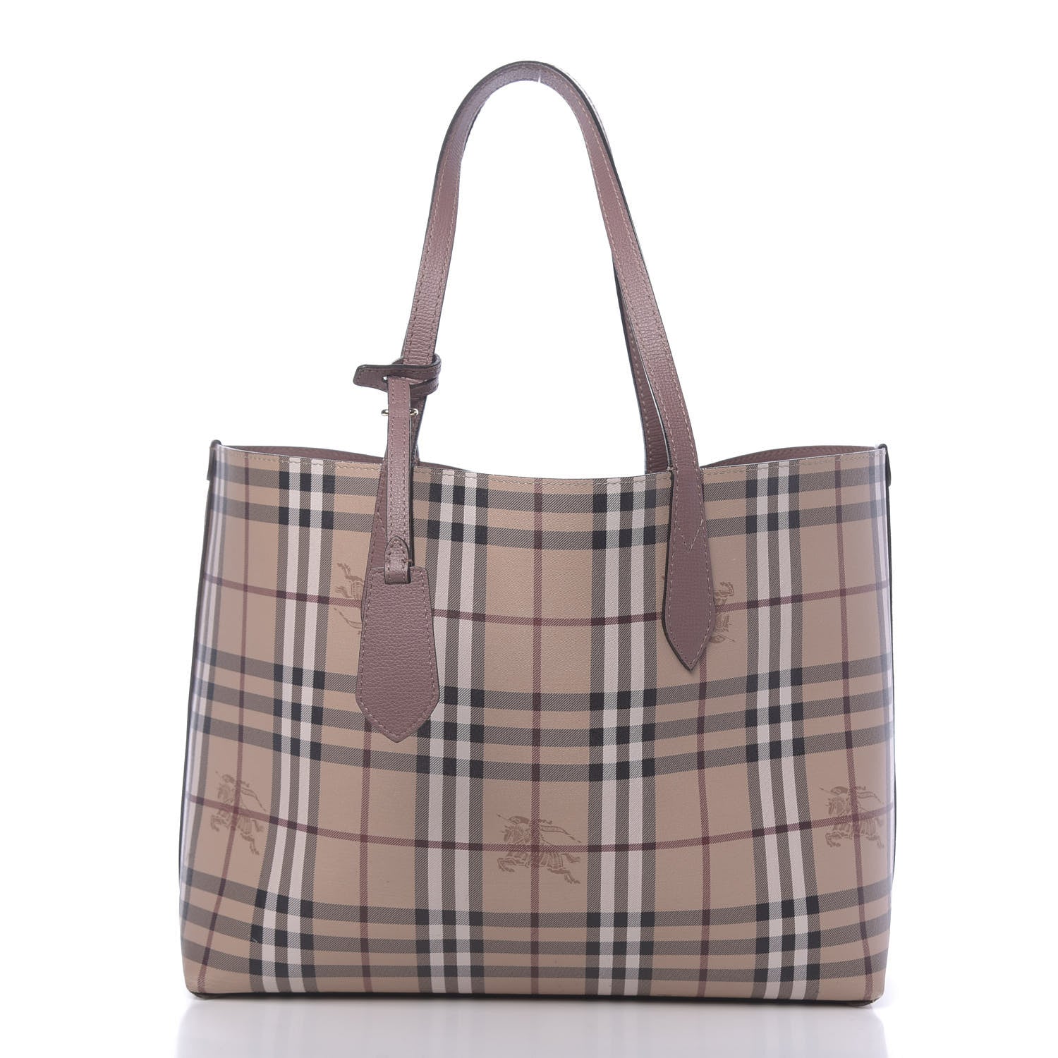 Burberry Grainy Calfskin Haymarket Check Medium Reversible Tote Dusty Pink 3 of 25
