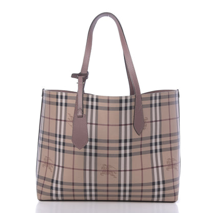 Burberry Grainy Calfskin Haymarket Check Medium Reversible Tote Dusty Pink 3 of 25