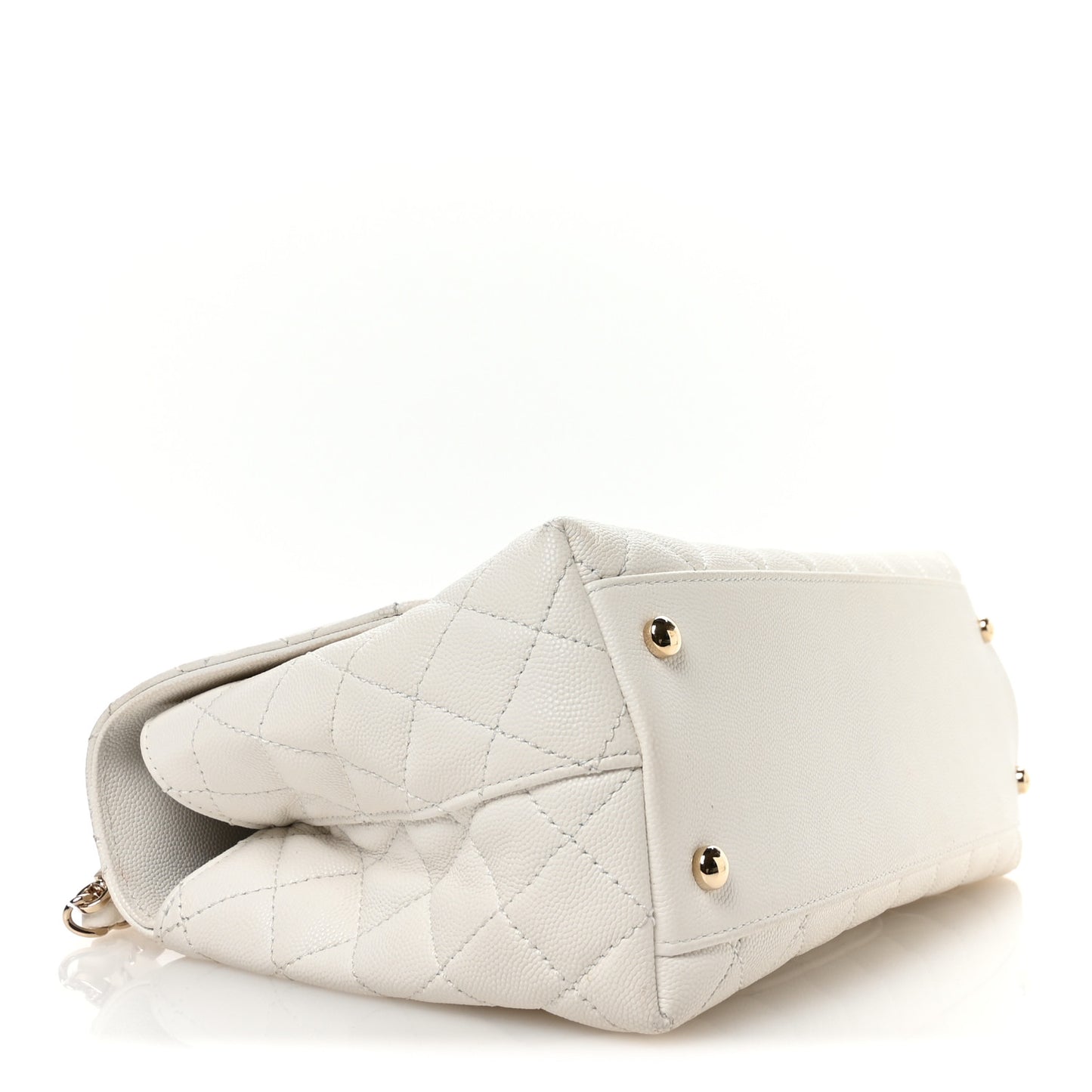 Caviar Quilted Small Chain Coco Handle Flap White