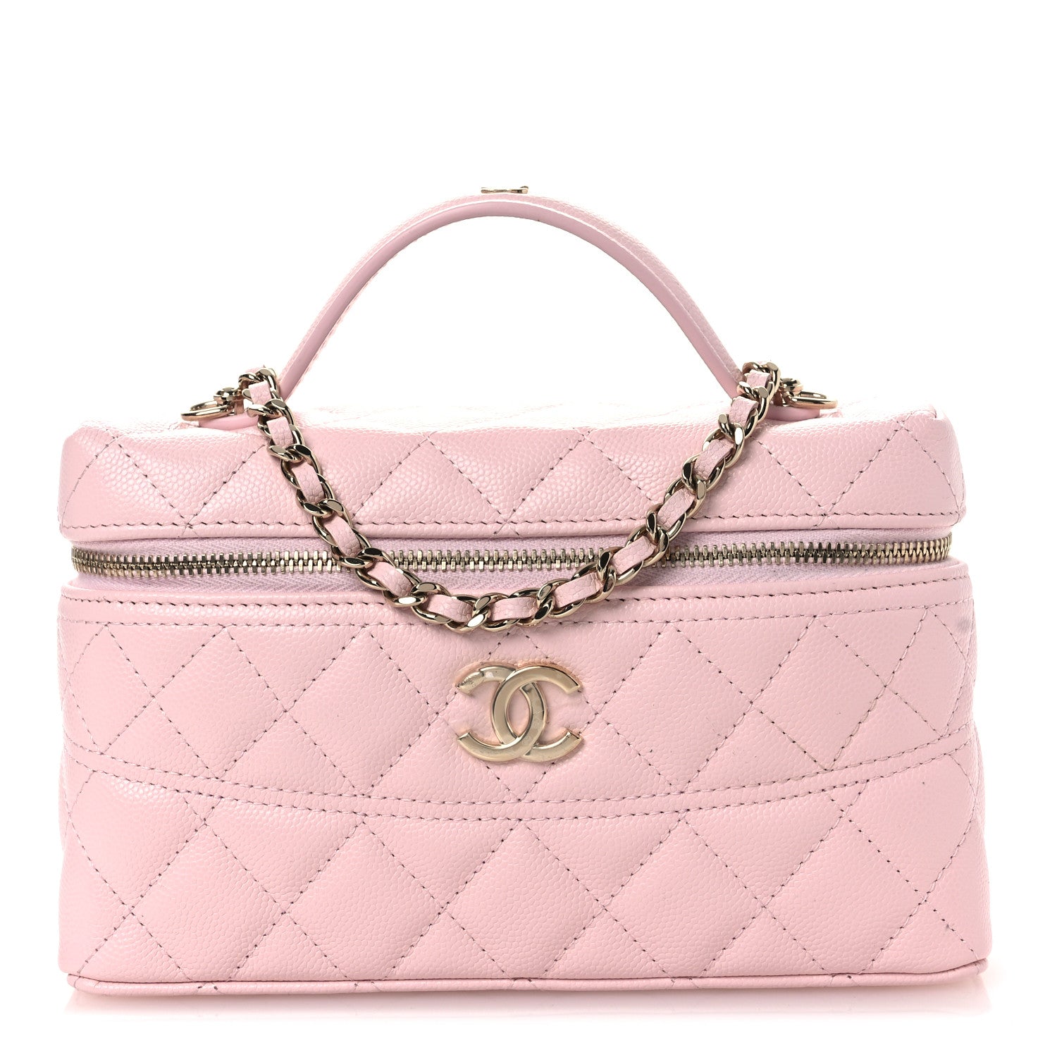 Chanel Caviar Quilted Top Handle Slim Vanity With Chain Light Pink 1 of 12