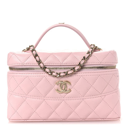 Chanel Caviar Quilted Top Handle Slim Vanity With Chain Light Pink 1 of 12