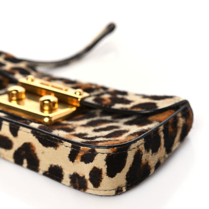 Miu Miu Pony Hair Leopard Print Wristlet Clutch Black 9 of 12