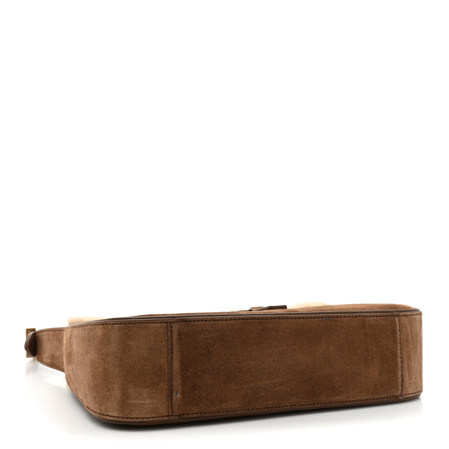 Suede Calfskin Shearling Le 5 A 7 Hobo Dark Cigar Natural Beige