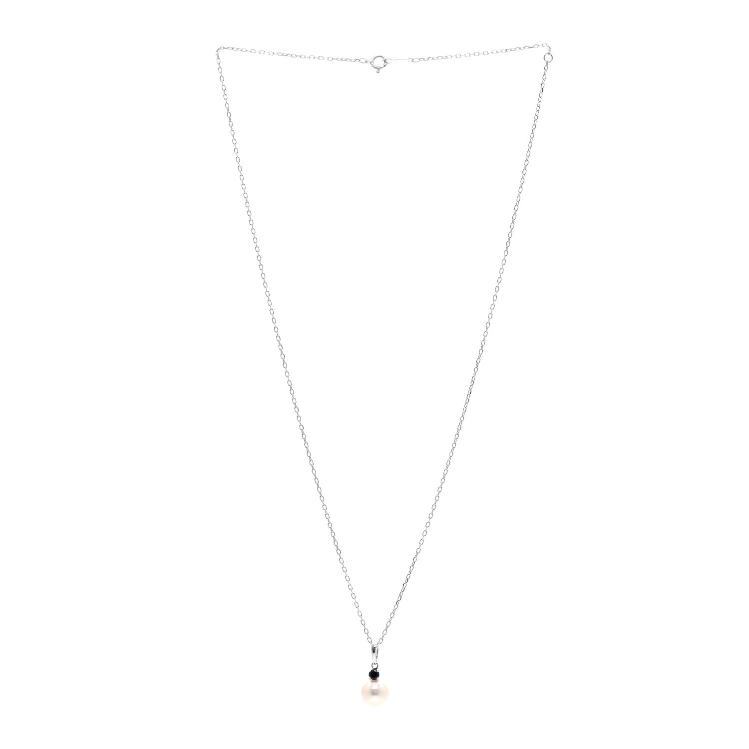 Mikimoto 18K White Gold Blue Sapphire Akoya Cultured Pearl 8-8.5mm Pendant Necklace 3 of 5