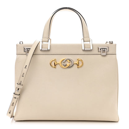 Gucci Grainy Calfskin Medium Zumi Top Handle Bag Mystic White 1 of 19