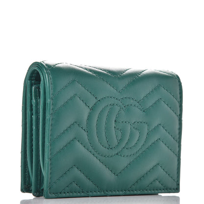Gucci Calfskin Matelasse GG Marmont Card Case Wallet Emerald 3 of 8