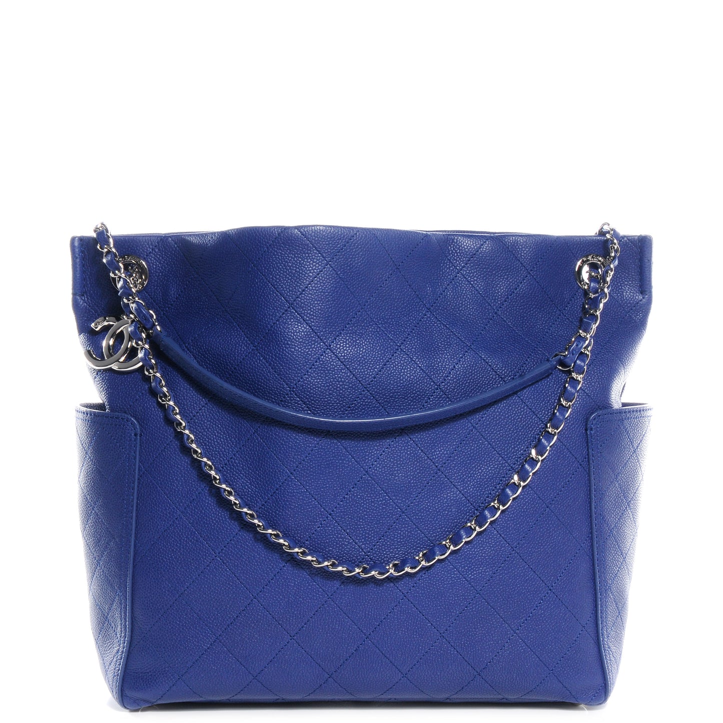 Caviar Quilted CC Pocket Hobo Dark Blue