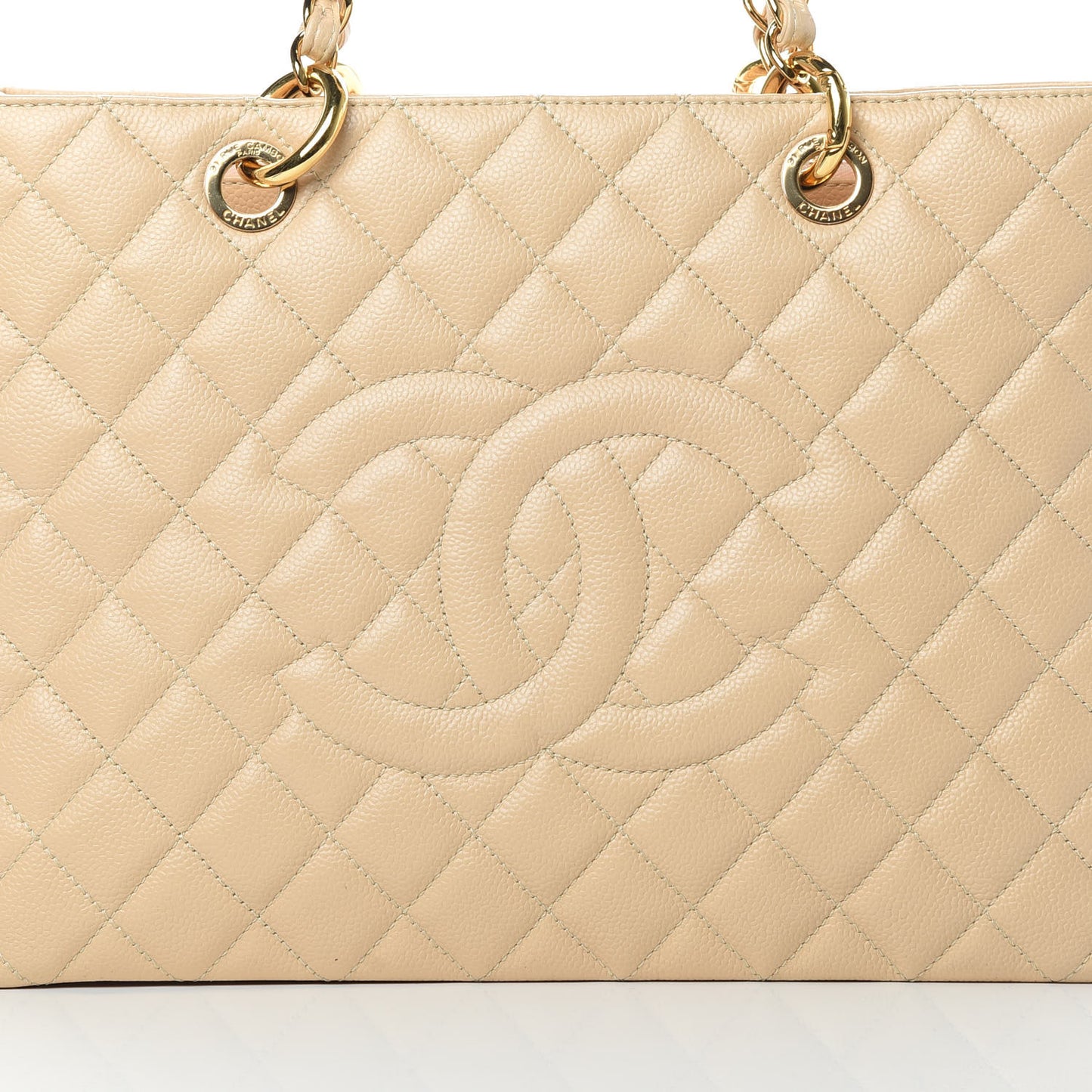 Caviar Quilted Grand Shopping Tote GST Beige Clair