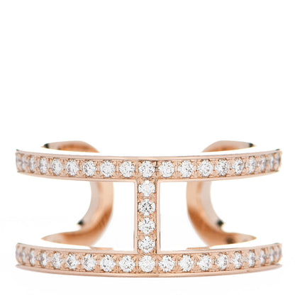 Hermes 18K Rose Gold Diamond MM Ever Chaine D'Ancre Ring 51 5.75 1 of 6