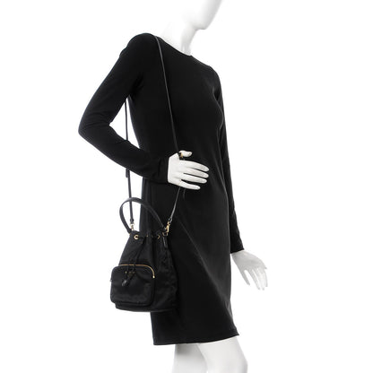 Prada Tessuto Nylon Saffiano Mini Bucket Crossbody Bag Black 3 of 10
