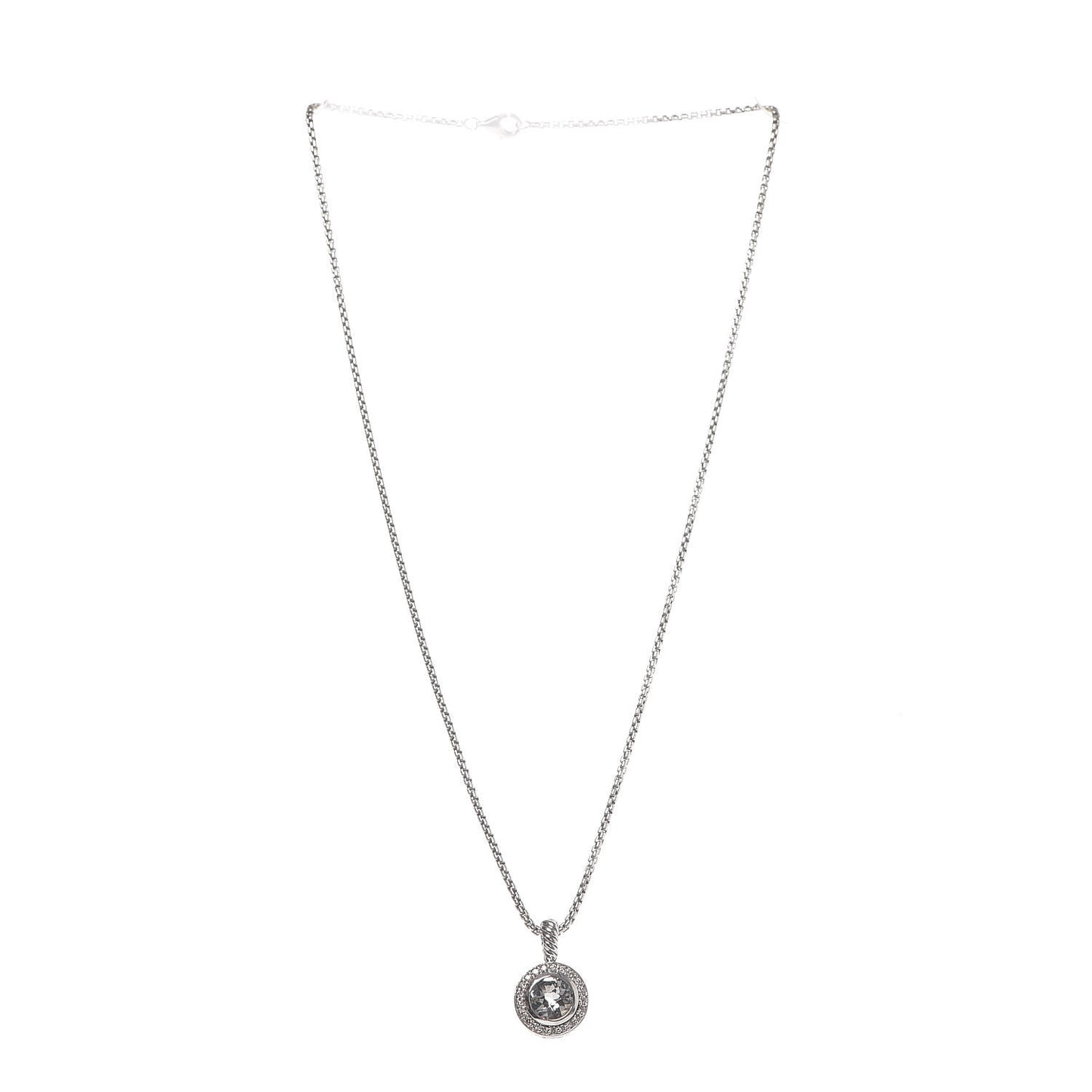 Sterling Silver Diamond Prasiolite 8mm Petite Cerise Pendant Necklace