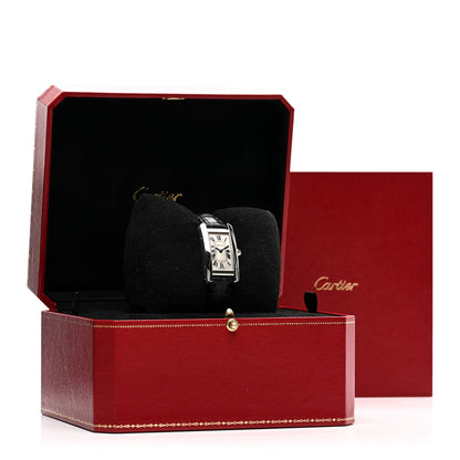 Cartier Stainless Steel Alligator 19mm Tank Americaine Quartz Watch Blue 5 of 5