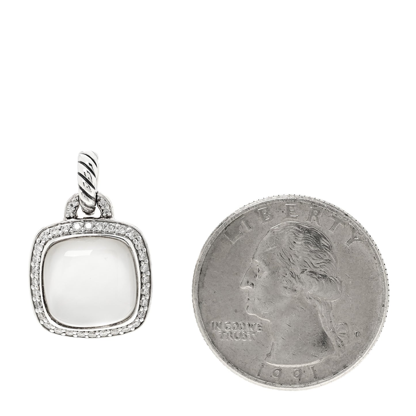 Sterling Silver Diamond Moon Quartz 11mm Albion Enhancer Pendant