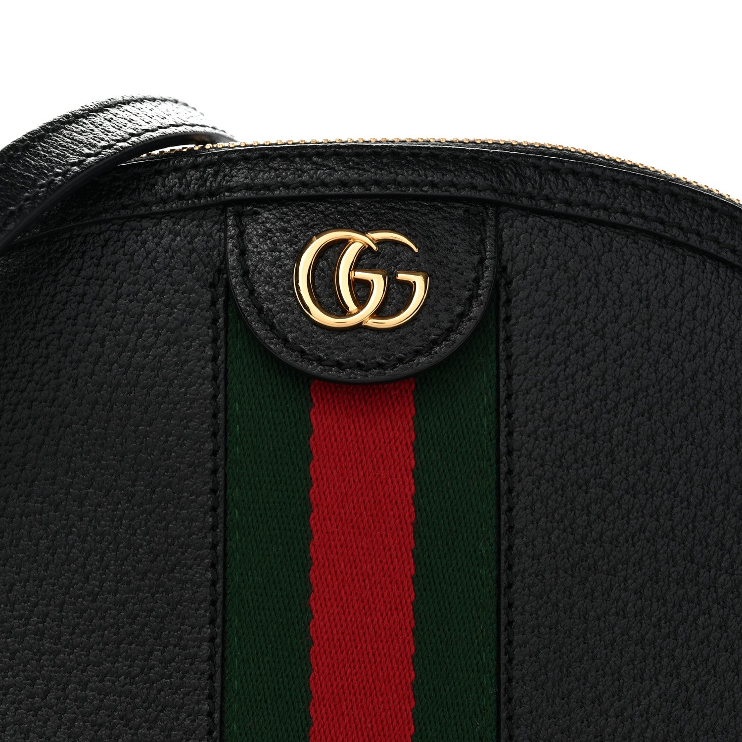 Gucci Calfskin GG Web Small Ophidia Dome Shoulder Bag Black 9 of 13