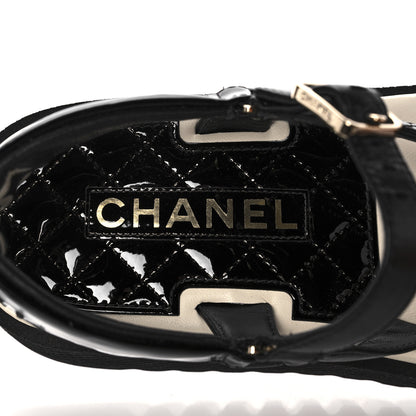 Chanel Lambskin Logo Platform Sandals 40 Black White 7 of 9