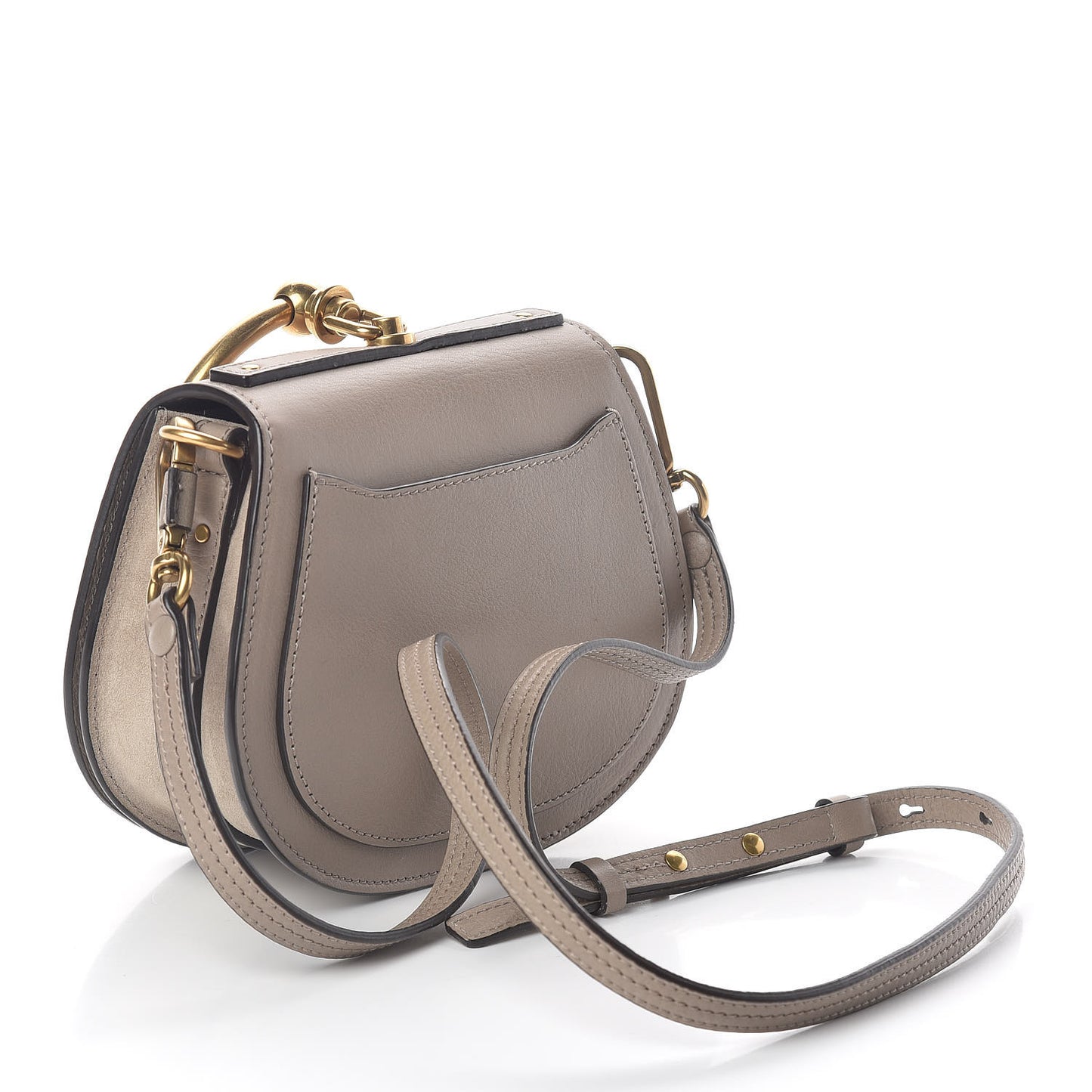 Calfskin Suede Small Nile Bracelet Bag Motty Grey