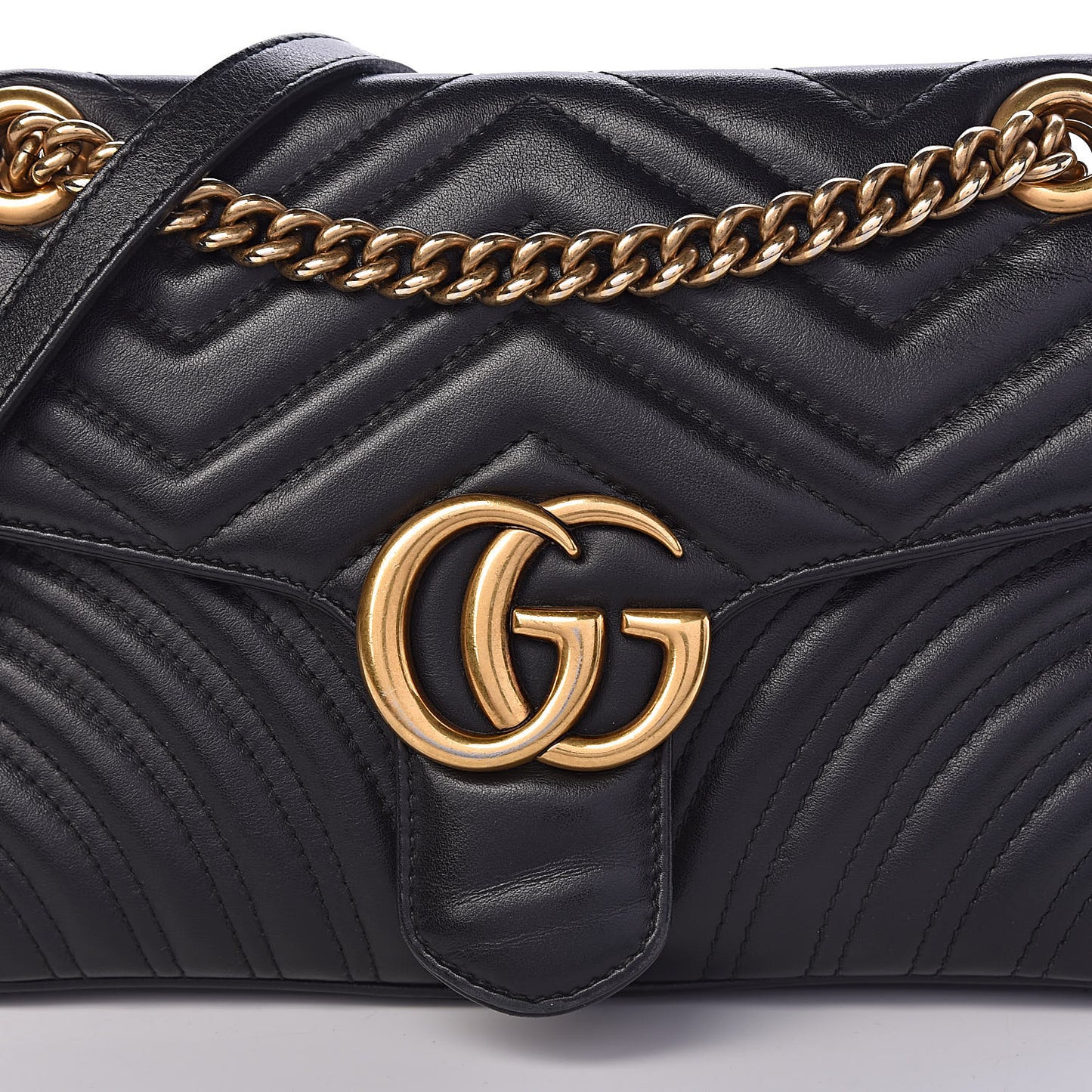 Calfskin Matelasse Small GG Marmont Shoulder Bag Black