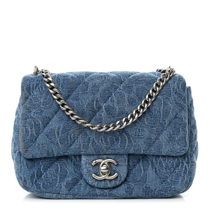 Chanel Denim Quilted Camellia Sweetheart Mini Flap Blue 1 of 16