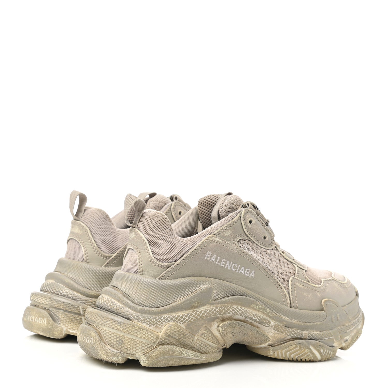 Balenciaga Fabric Mesh Distressed Womens Triple S Sneakers 36 Beige 4 of 9
