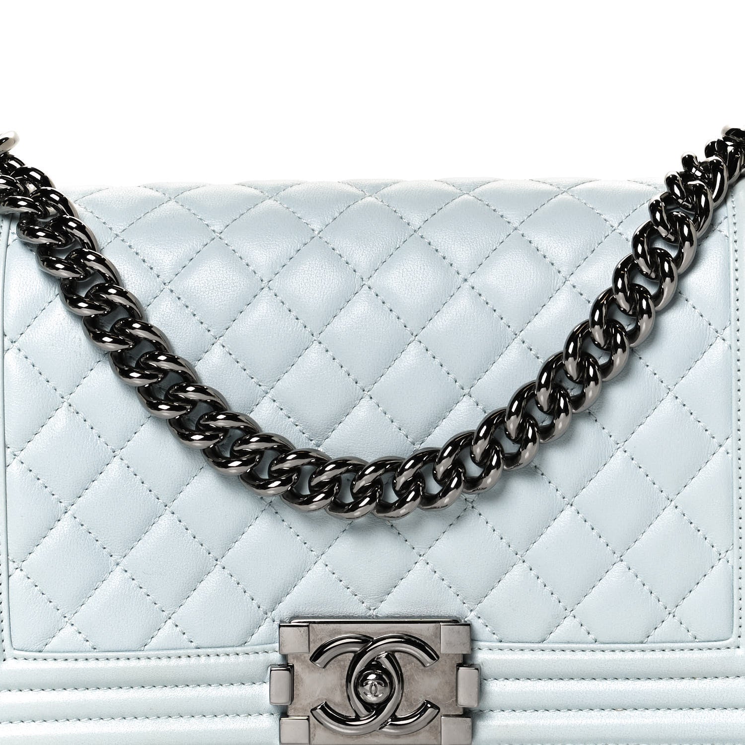 Chanel Lambskin Quilted Medium Boy Flap Light Blue 8 of 11