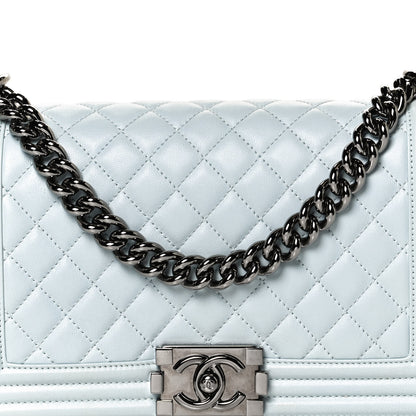 Chanel Lambskin Quilted Medium Boy Flap Light Blue 8 of 11