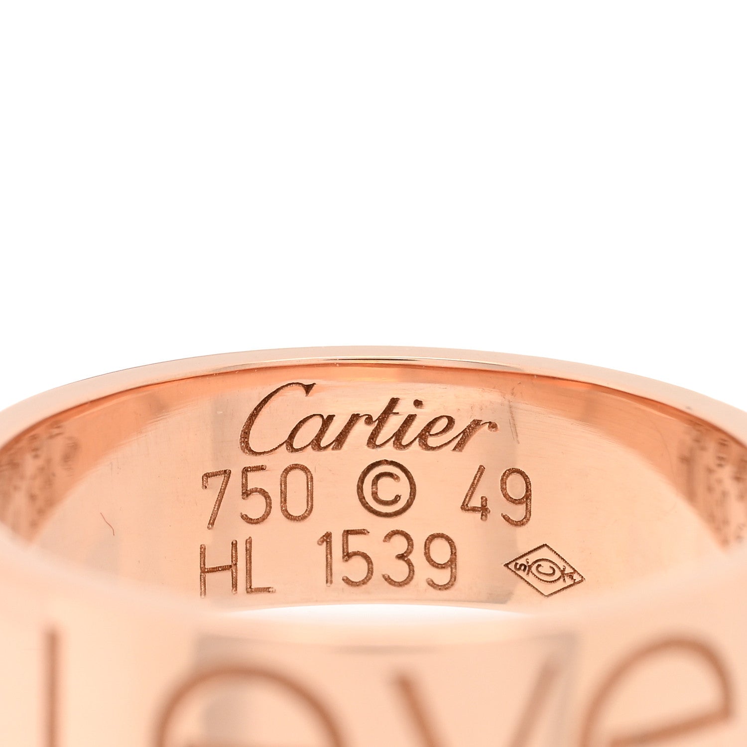 Cartier 18K Pink Gold 5.5mm Engraved LOVE Ring 49 5 4 of 4
