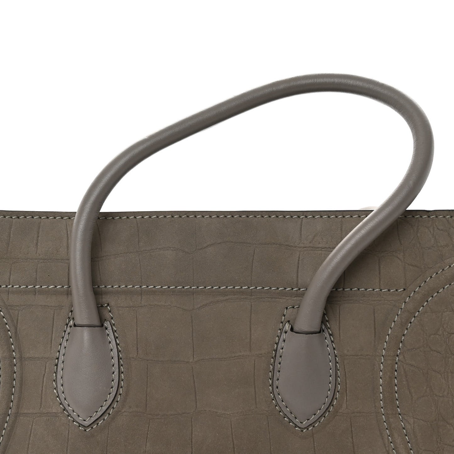 Crocodile Embossed Nubuck Medium Phantom Luggage Grey