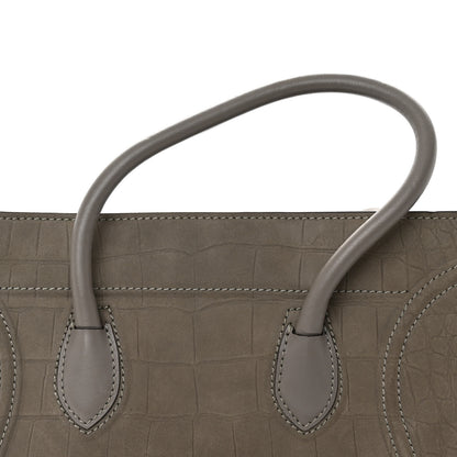 Celine Crocodile Embossed Nubuck Medium Phantom Luggage Grey 12 of 14