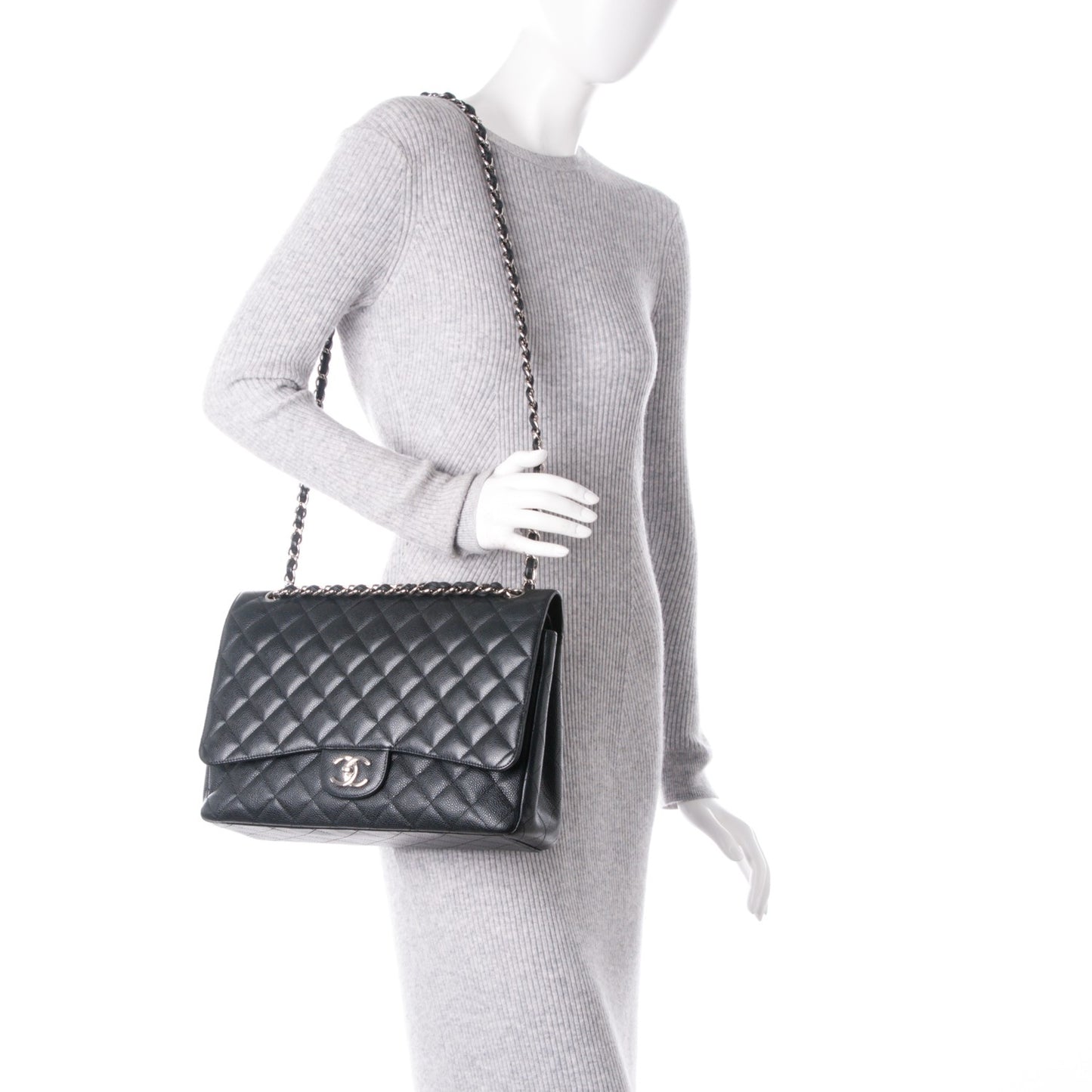 Caviar Quilted Maxi Double Flap Black