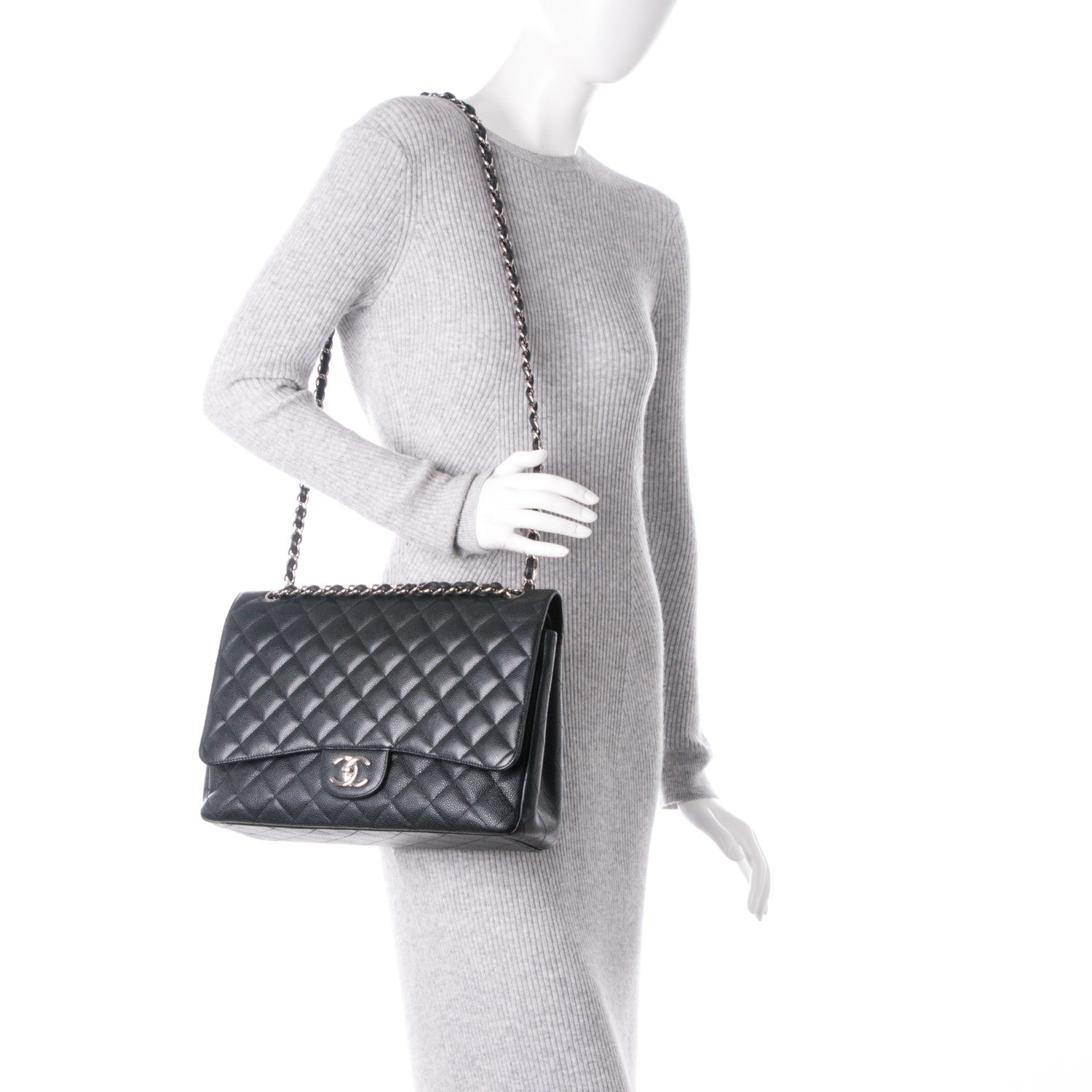 Chanel Caviar Quilted Maxi Double Flap Black 3 of 8