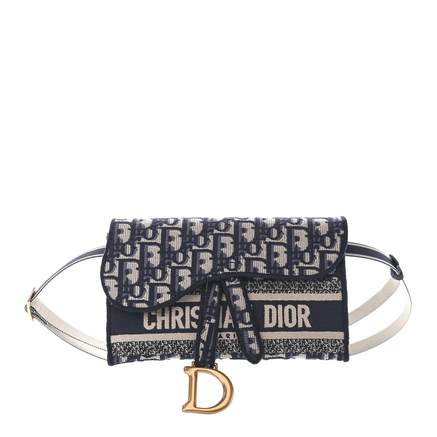 Christian Dior Oblique Slim Saddle Pouch Blue 1 of 9