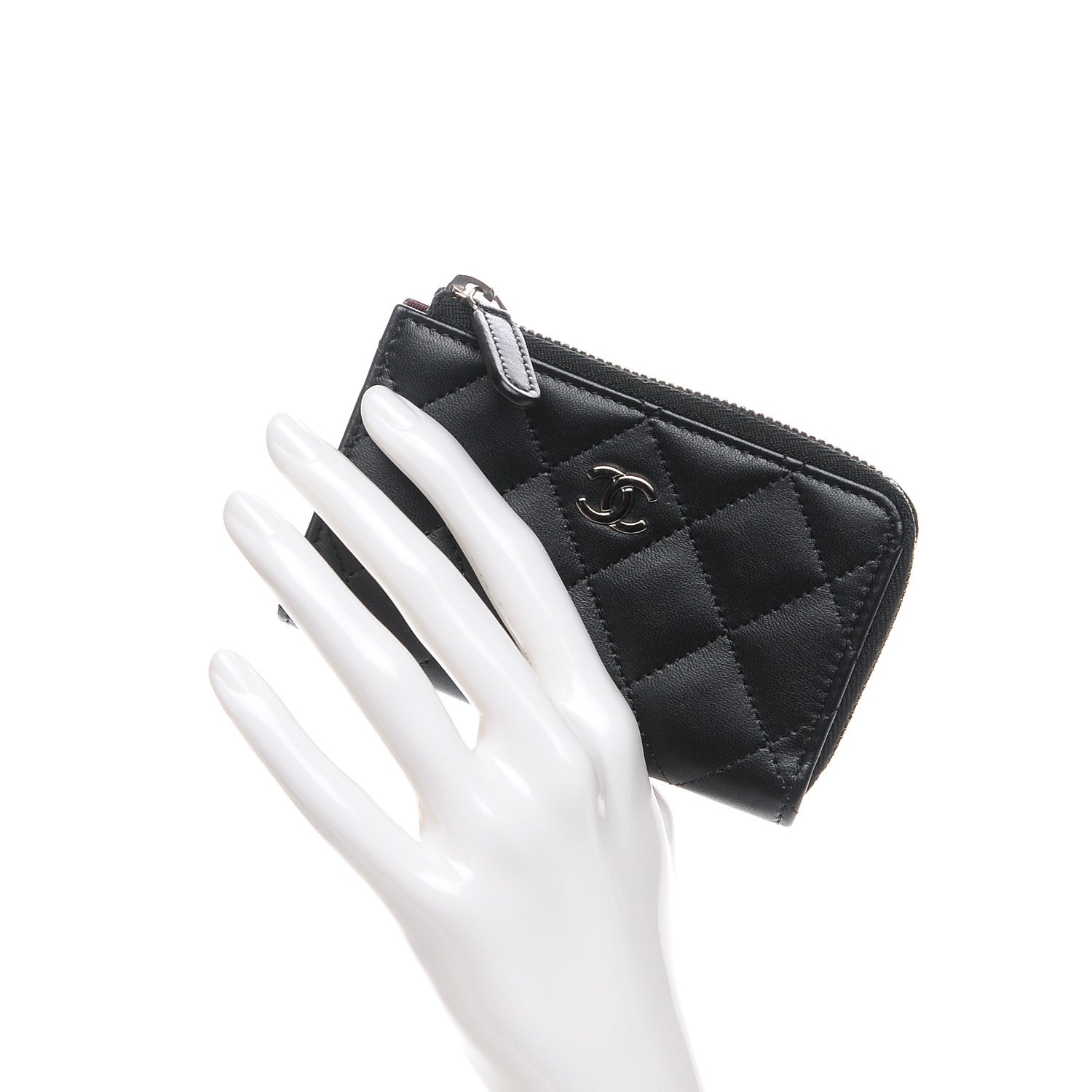 Chanel Lambskin Quilted Key Holder Case Black 2 of 8