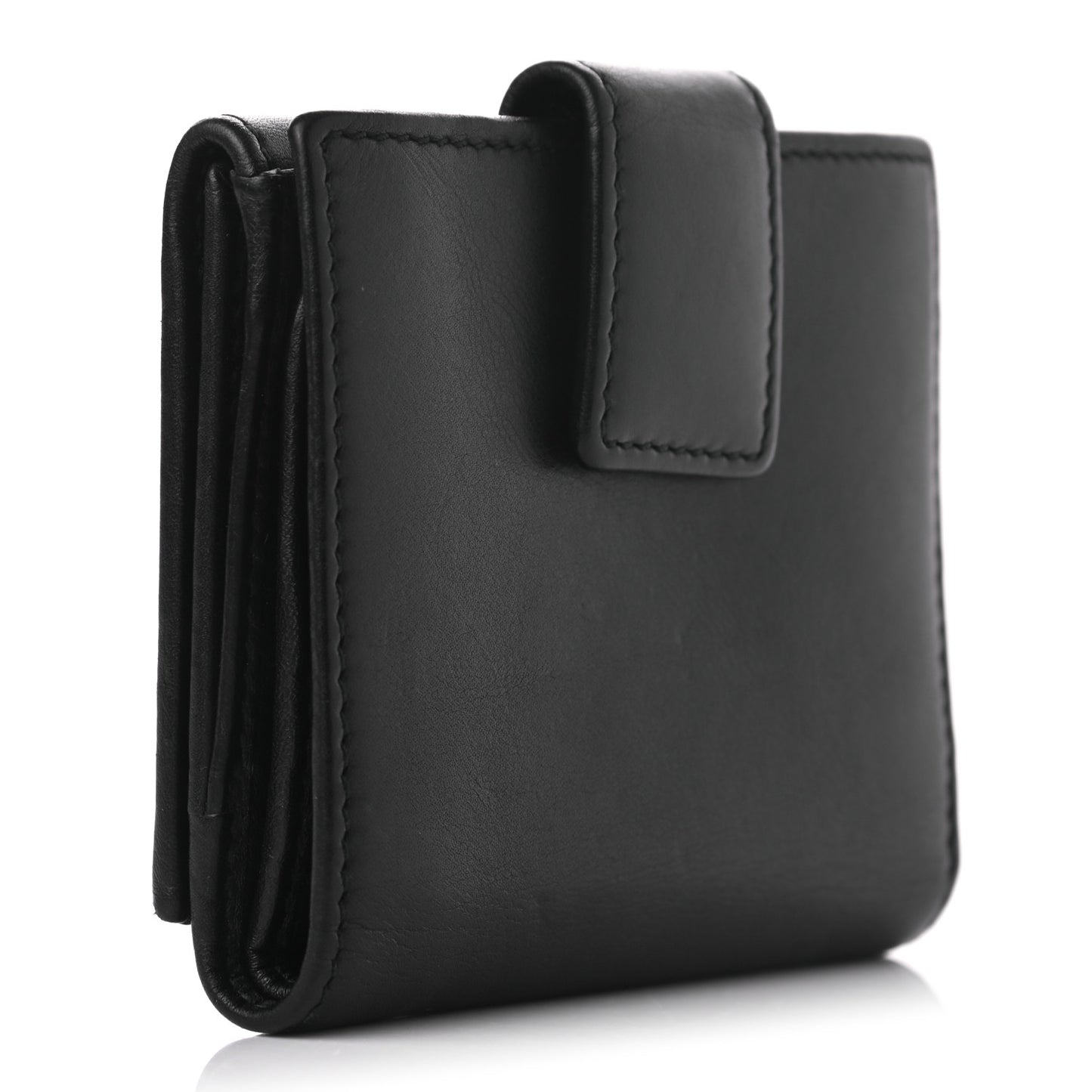 Calfskin Swarovski Crystal Mini GG Sparkling French Flap Wallet Black