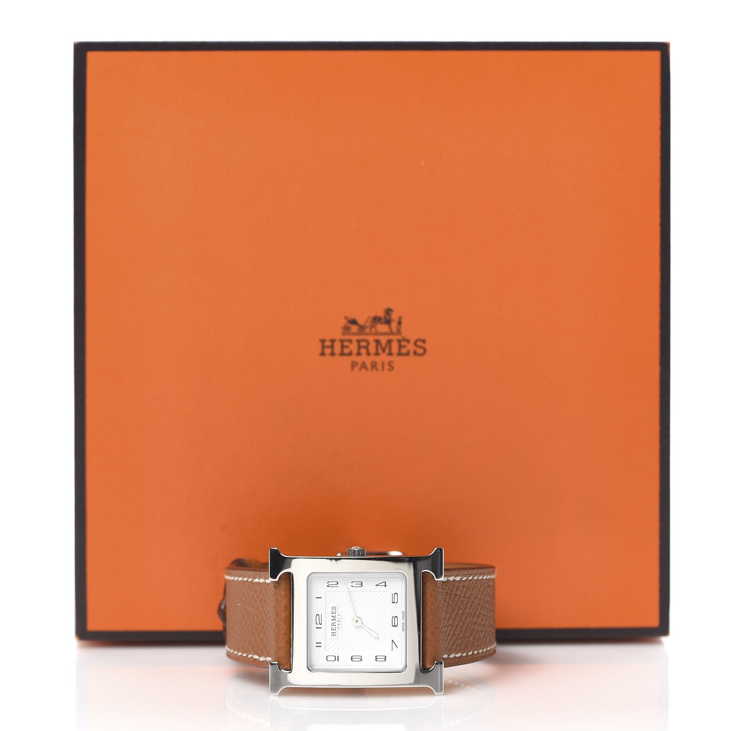 Hermes Stainless Steel Barenia 26mm Heure H Hour Quartz Watch Fauve 8 of 8