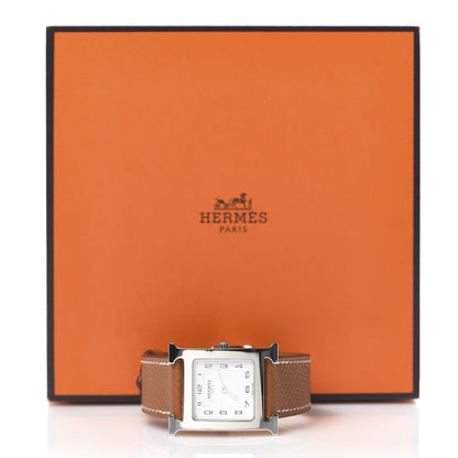 Hermes Stainless Steel Barenia 26mm Heure H Hour Quartz Watch Fauve 8 of 8