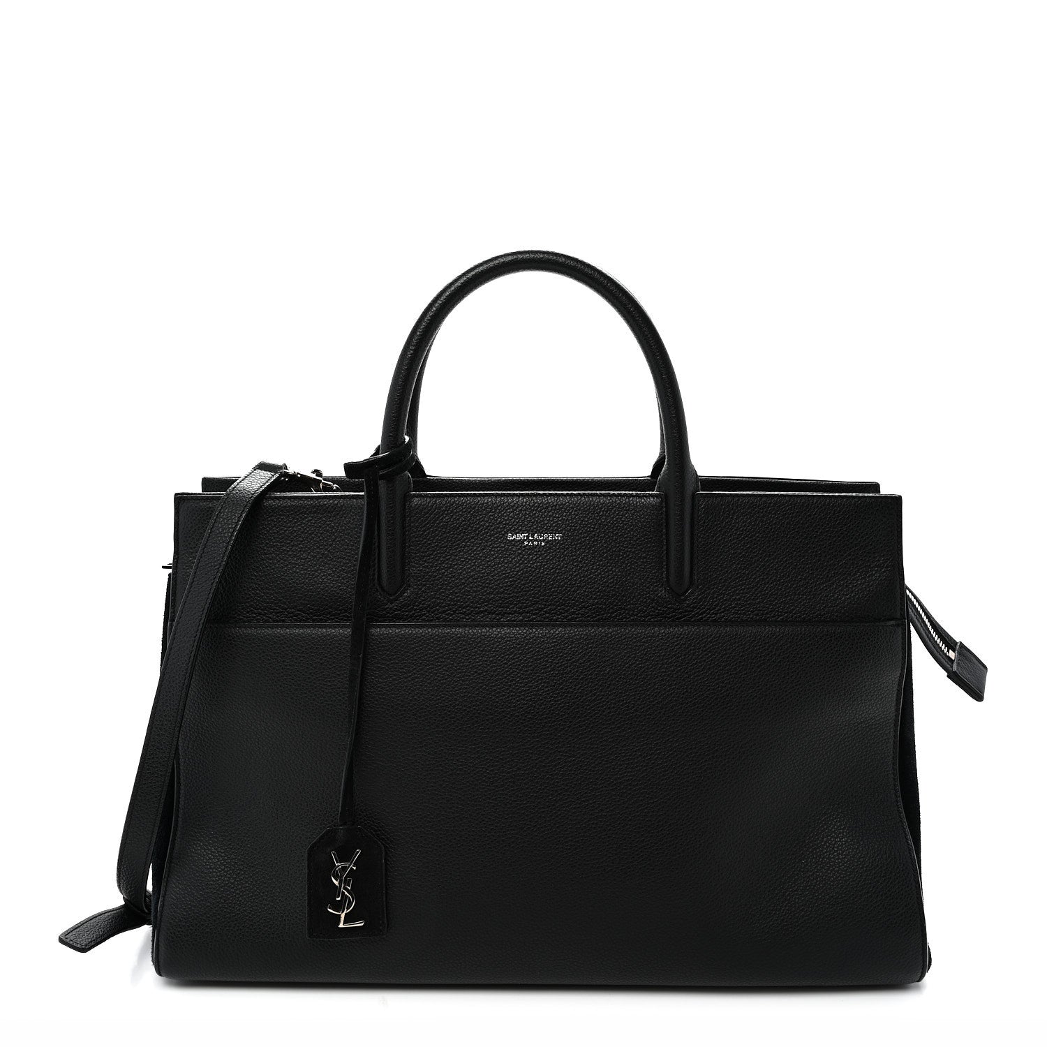 Saint Laurent Grained Calfskin Medium Rive Gauche Cabas Black