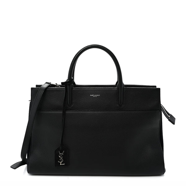 Saint Laurent Grained Calfskin Medium Rive Gauche Cabas Black