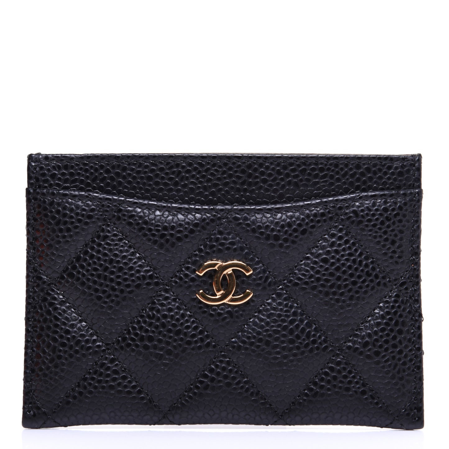 Caviar Quilted Card Holder Black