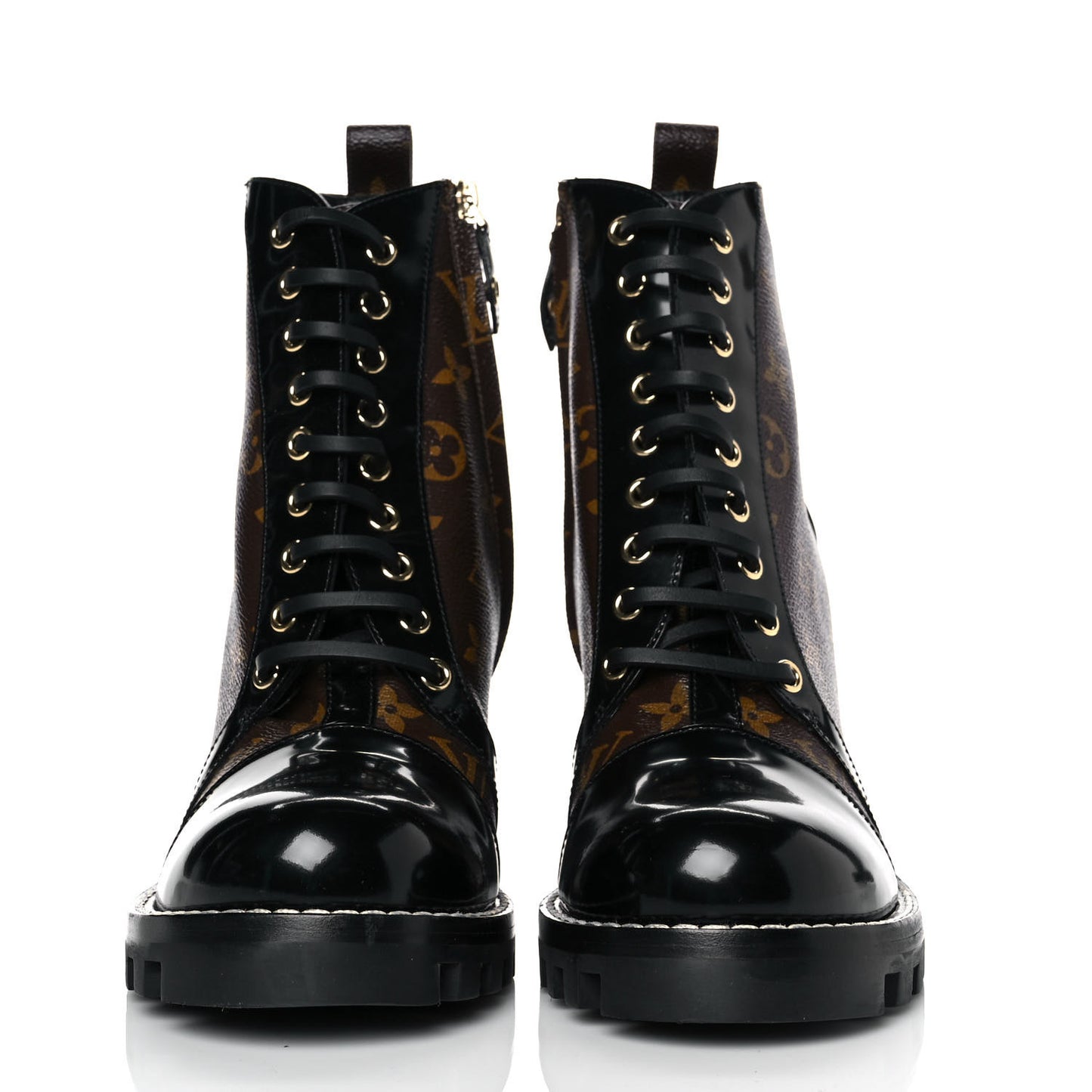 Patent Calfskin Monogram Star Trail Ankle Boots 41 Black