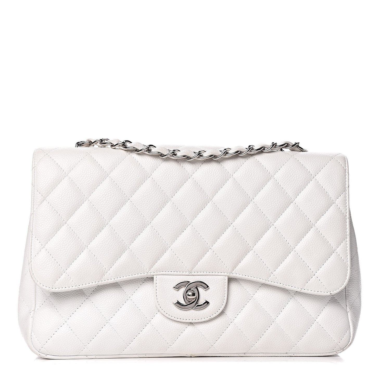Caviar Quilted Jumbo Single Flap White