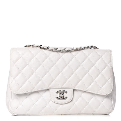 Chanel Caviar Quilted Jumbo Single Flap White 1 of 12