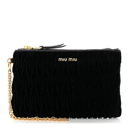 Miu Miu Velvet Matelasse Wristlet Black 1 of 7