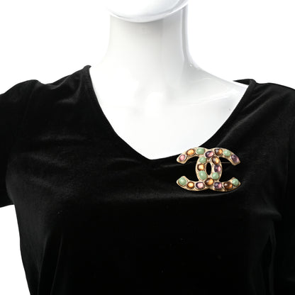 Chanel Gripoix Poured Glass CC Brooch Gold Multicolor 2 of 4