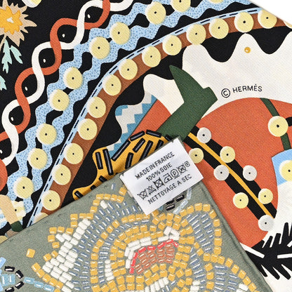 Hermes Silk Costume de Fete Scarf 90 Black Creme Bleu 3 of 3