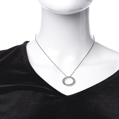 Cartier 18K White Gold 3 Diamonds LOVE Pendant Necklace 2 of 7