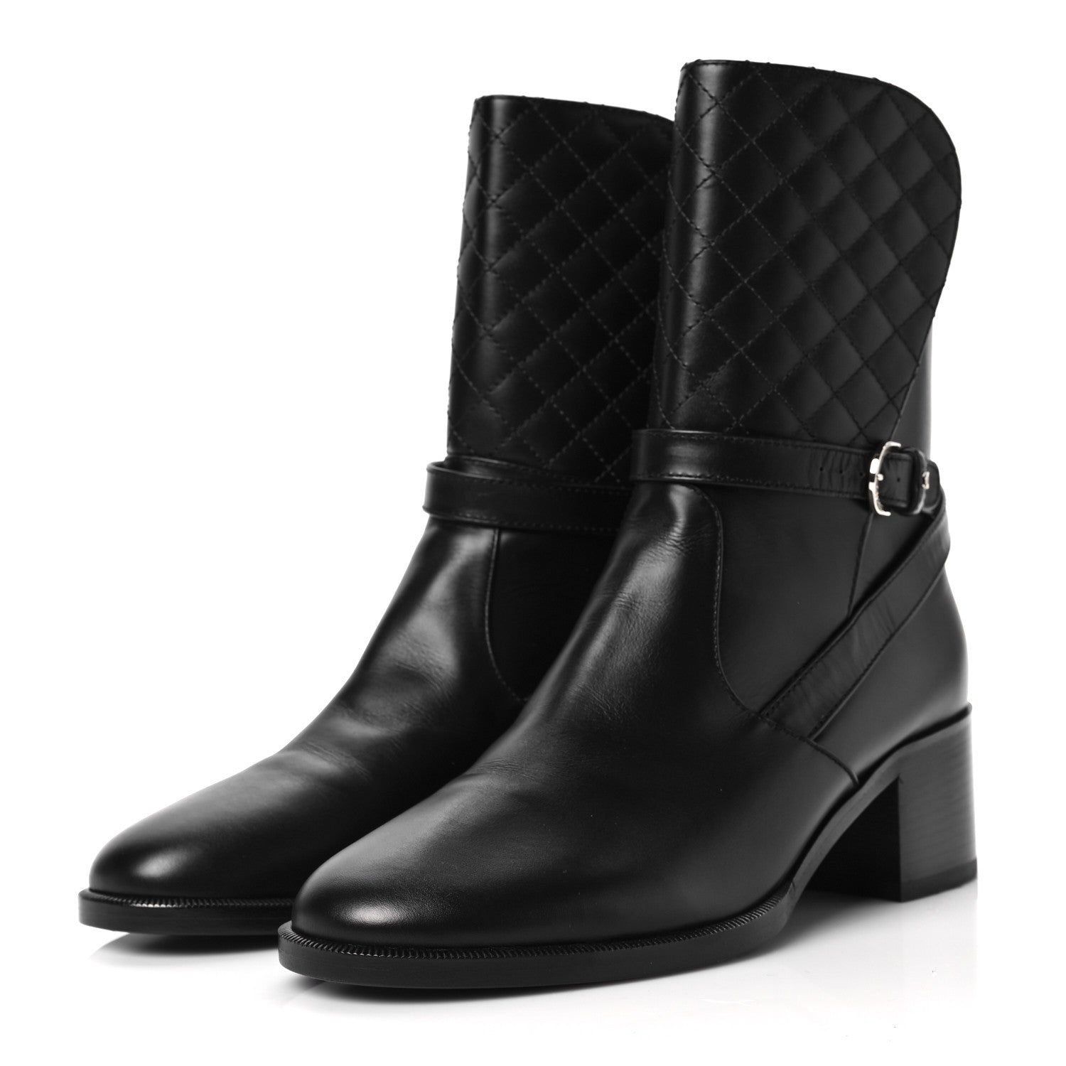 Chanel Calfskin Quilted CC Boots 40.5 Black 3 of 8