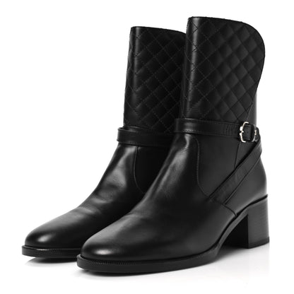 Chanel Calfskin Quilted CC Boots 40.5 Black 3 of 8