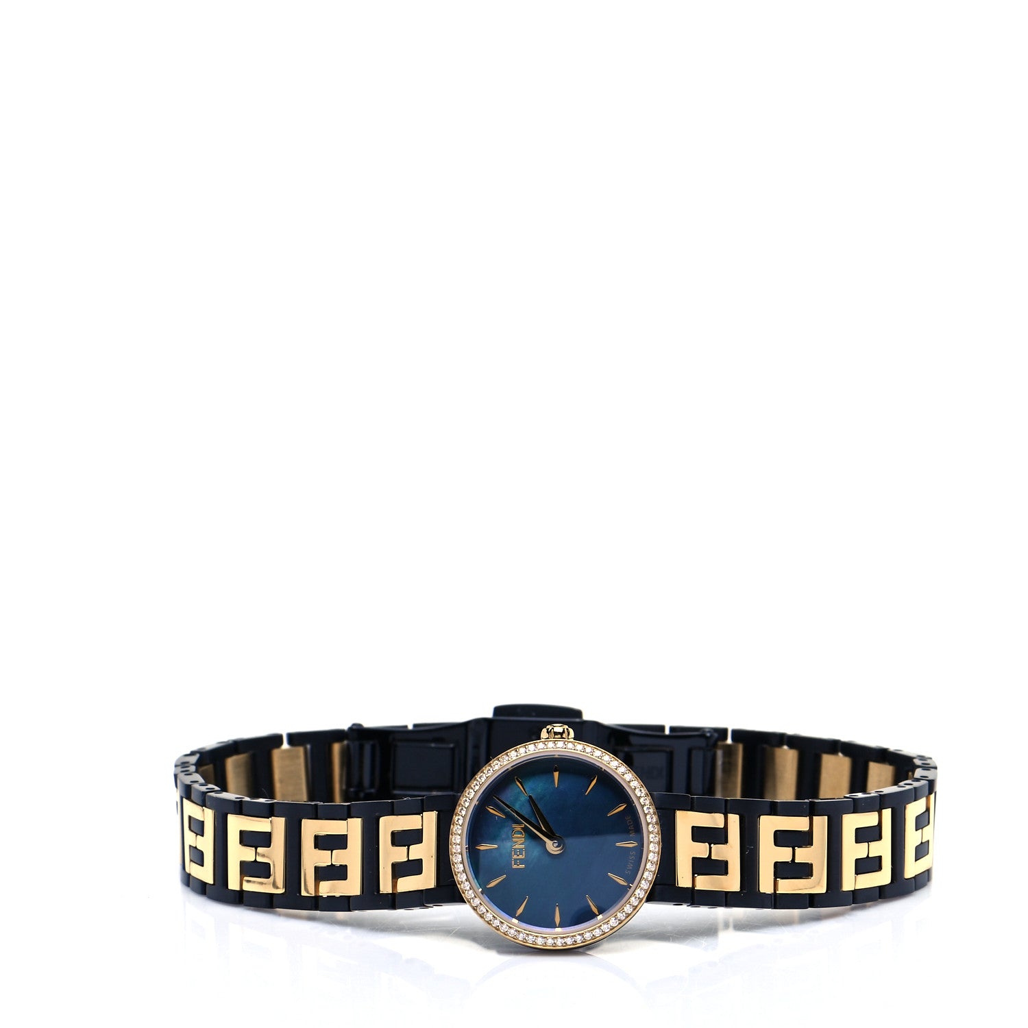 Fendi Stainless Steel Diamond Bezel Blue Mother of Pearl 19mm Fendi Forever Quartz Watch 2 of 6