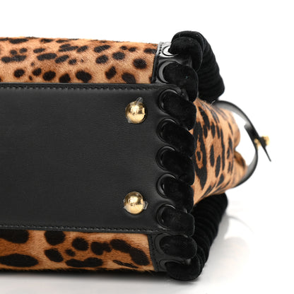 Fendi Calf Hair Leopard Print Lace Up Medium Peekaboo Iconic Satchel Tobacco 11 of 11